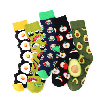 2019 Frauen Fruits Food Crew Socken mit Donut Hamburger Bananen-Ananas-Avocado-Muster-Design-Söckchen